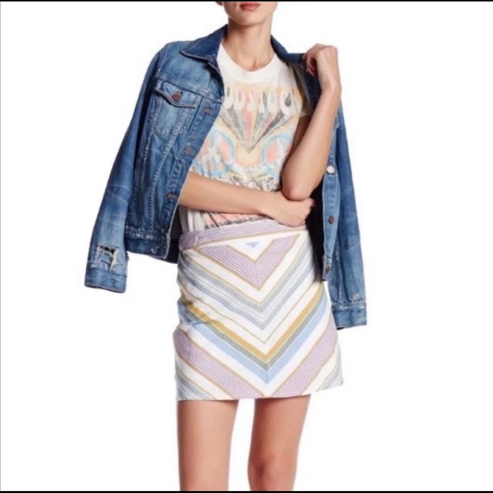 Free People Yours Truly Chevron Striped Mini Skirt